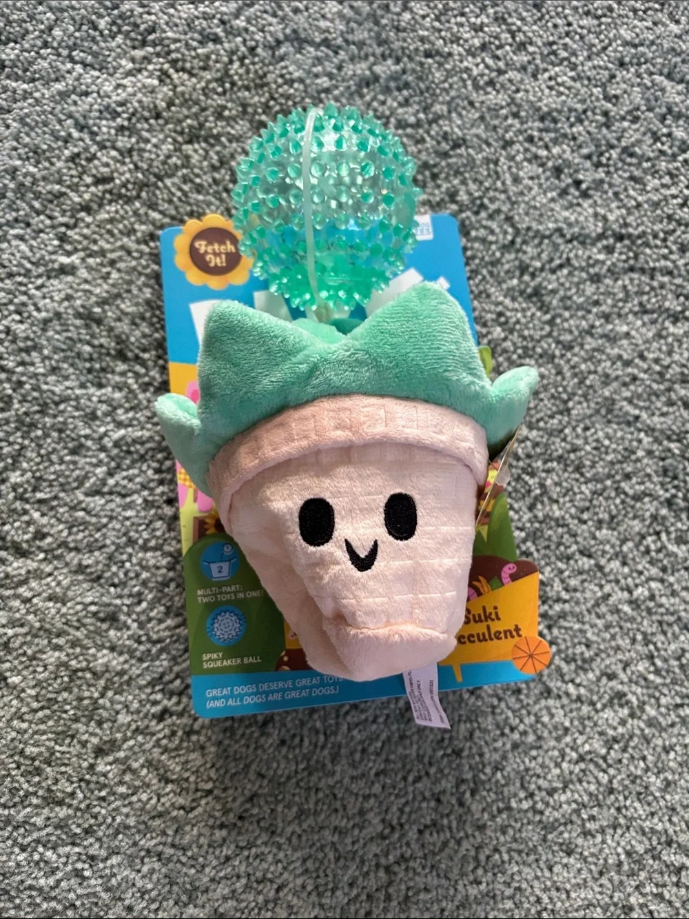 NWT BARK Barkyard Garden Suki Succulent Dog Toy 2 in 1 Squeaky Crinkle